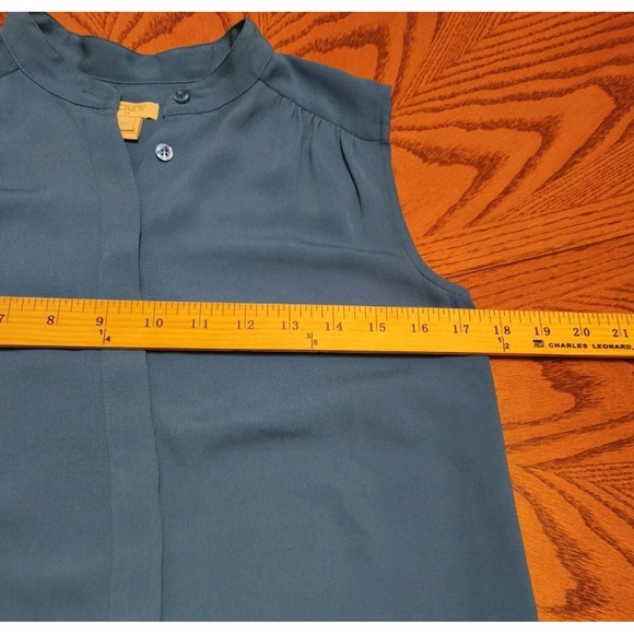 J Crew Women's Sleeveless Ruffle Work Office Blouse Small 00 Teal Preppy Cottage - Picture 6 of 10